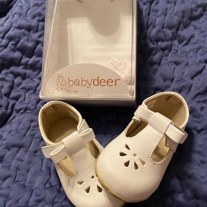 Baby Deer shoes - white T strap with cut outs